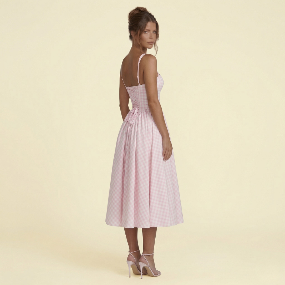 Viviana Gingham Midi Dress
