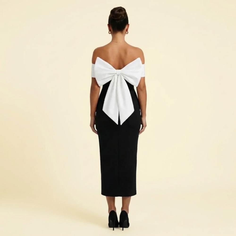 Evelina Bow Midi Dress