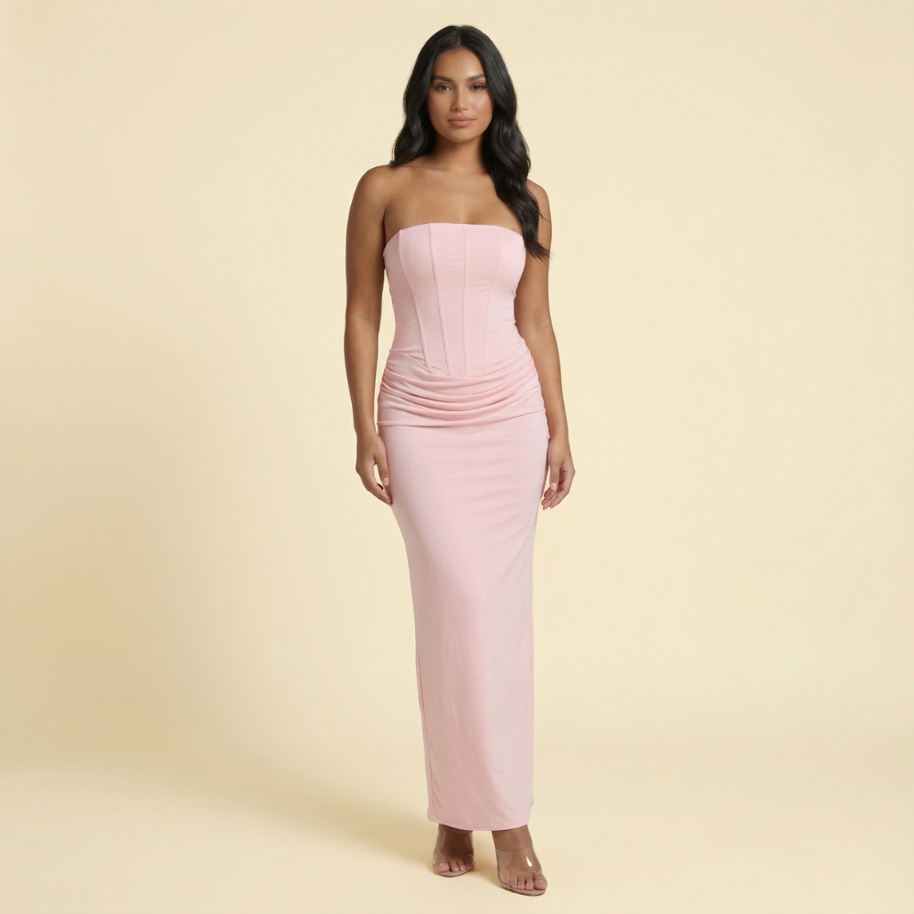Elara Lace-Up Maxi Dress