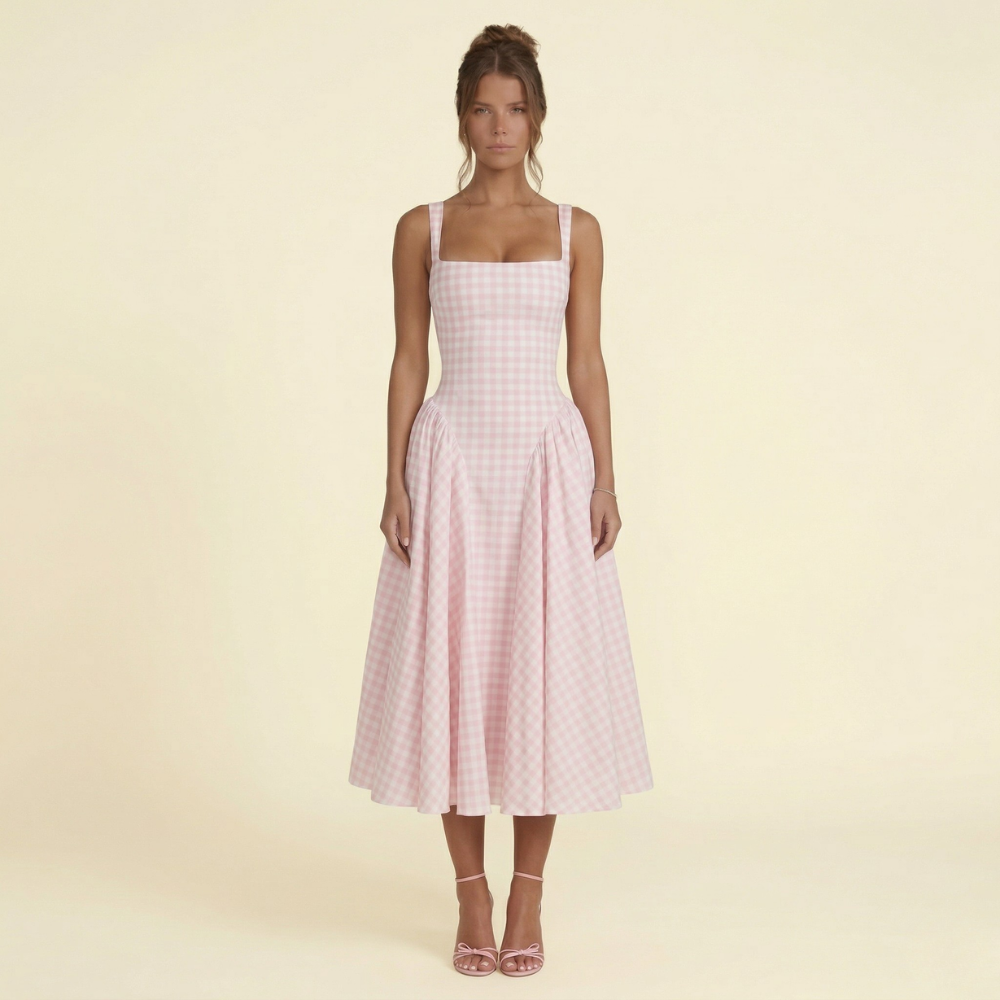 Viviana Gingham Midi Dress
